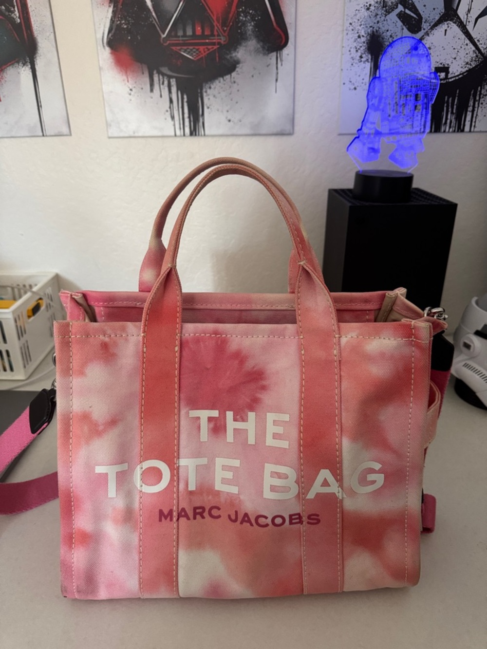 Marc Jacobs Pink Tie-Dye Canvas 'The Tote Bag' with Removable Strap